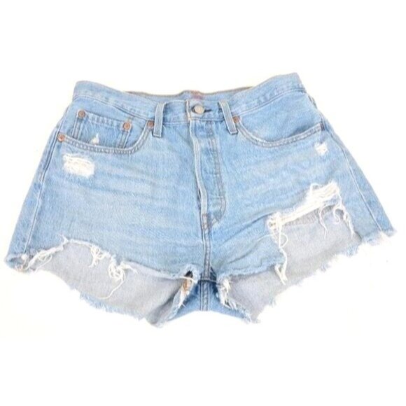 Levi's Pants - Levi's 501 Size 30 Cut Off Distressed Denim Shorts Light Wash Blue Jeans Summer
